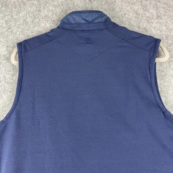 Holderness & Bourne Perry Vest Mens Medium Blue Herringbone Insulated Logo Golf